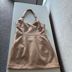 Zara Elegant Tan Halter Dress